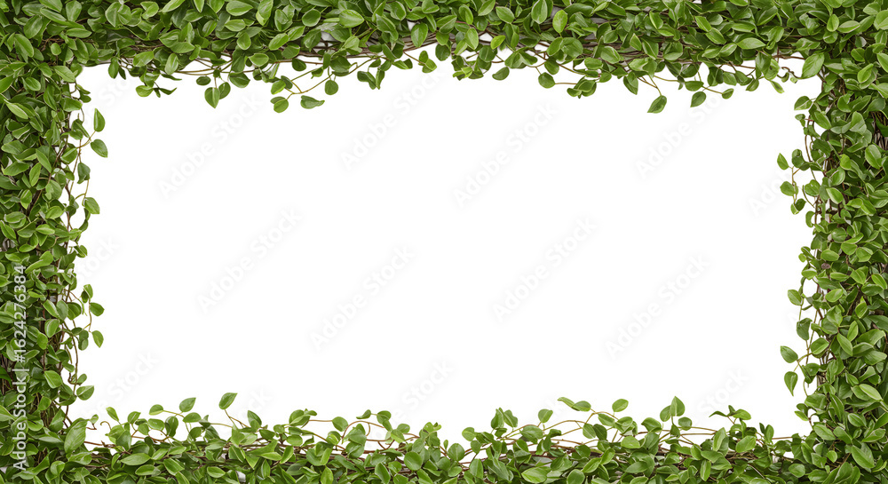 Lush green vine frame with transparent center for graphic design projects Lush green vine frame with transparent center for graphic design projects