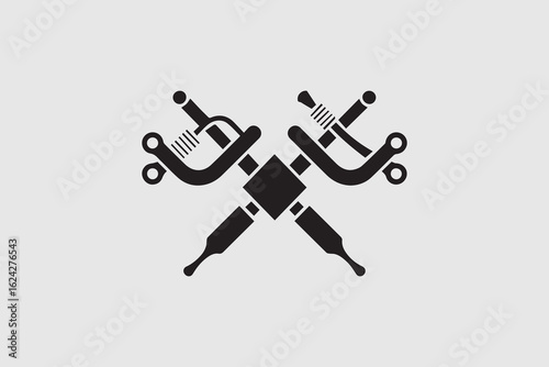 crossed swords or sabers silhouette  vector