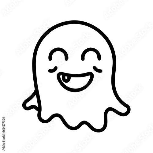 Cute ghost with a toothy grin isolated on white background illustration