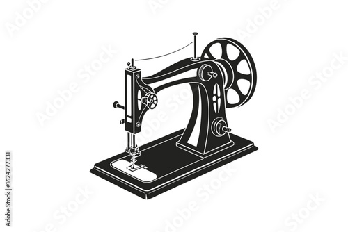 Vintage sewing machine silhouette with intricate details a classic piece of machinery for tailoring and crafting isolated on white background silhouette