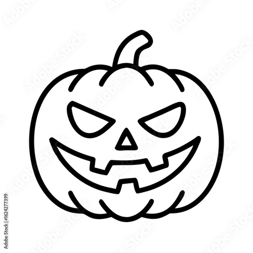 Halloween pumpkin jackolantern with spooky face isolated on white background