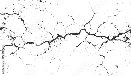 old wall background crack vector, grunge texture. Vector the cracks concrete texture white and black. dust overlay Cracked barren desert earth on transparent background