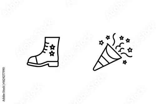 Boot with stars and party popper footwear confetti