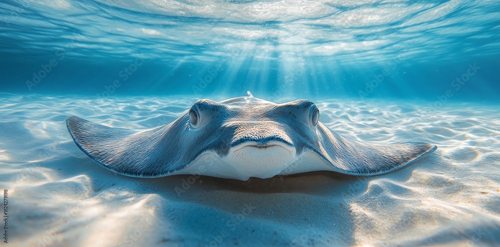 Fototapeta premium Close up shot of a stingrays textured skin and gentle