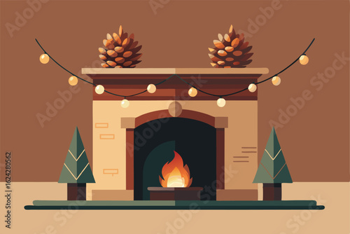 vintage style christmas fireplace mantel adorned .eps