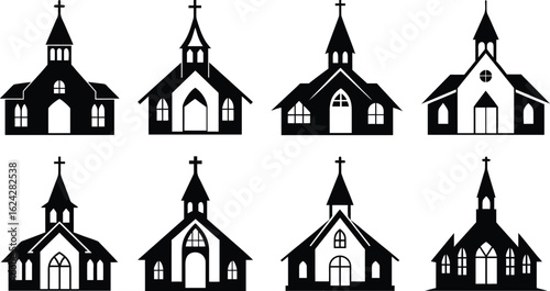 Church Silhouette Vector Set