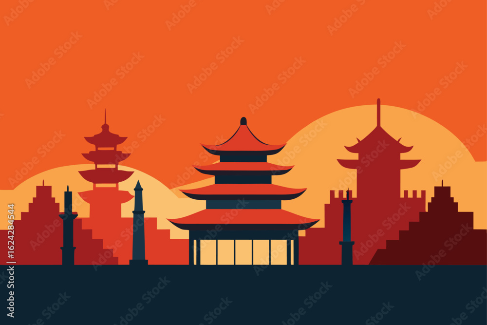 Obraz premium visual evolution from ancient to modern chinese ar.eps