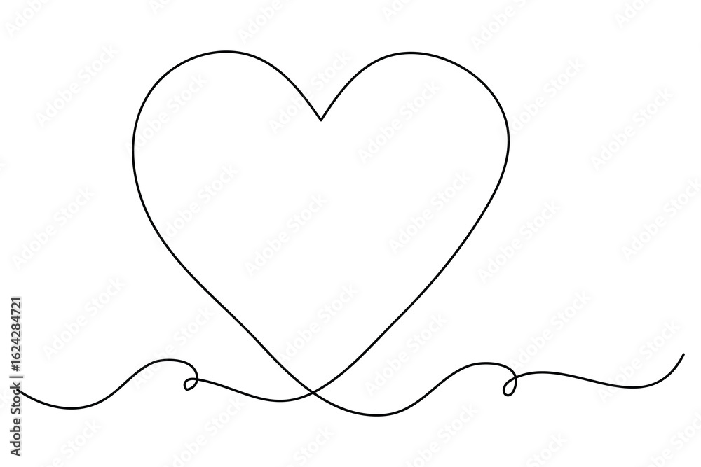 Fototapeta premium A heart line icon symbolizing love in outline style drawn in continuous single line vector illustrator 
