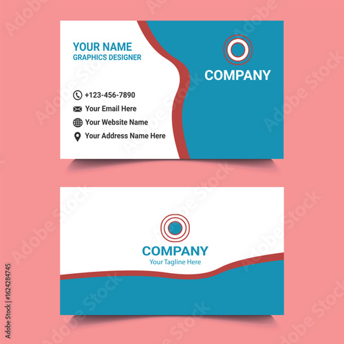 Bold Blue and Red Business Card
