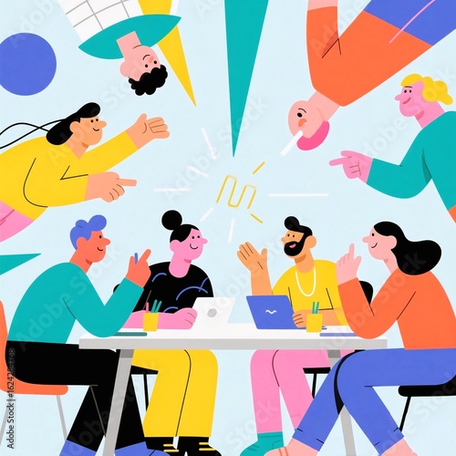 entrepreneur with brilliant ideas with friends