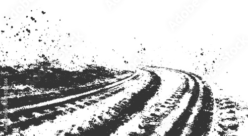 Abstract Grunge Tire Skid Mark Vector design dust overlay black tire isolated on transparent background