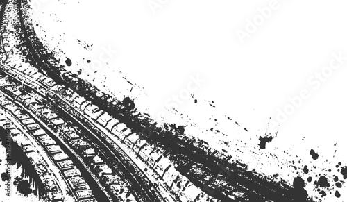 Abstract Grunge Tire Skid Mark Vector design dust overlay black tire isolated on transparent background