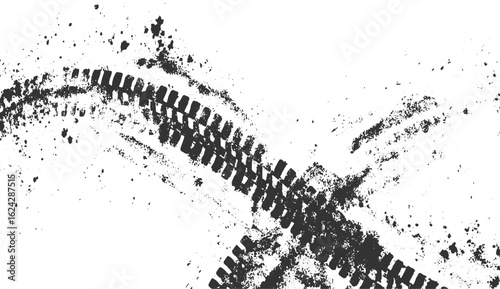 Abstract Grunge Tire Skid Mark Texture Vector Design on Transparent Background