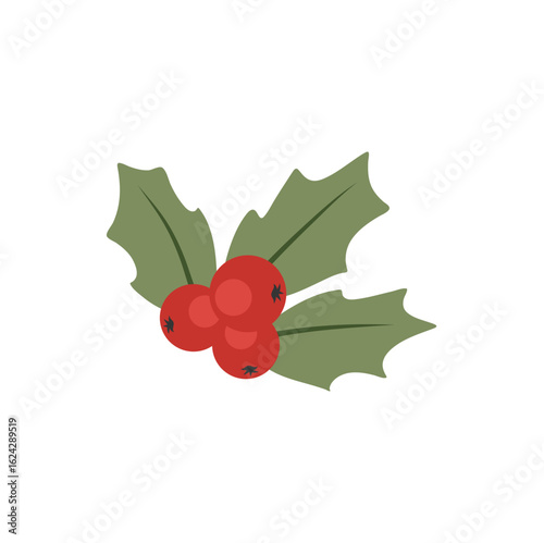 Christmas holly berry vector icon