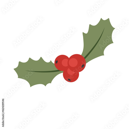 Christmas holly berry vector icon
