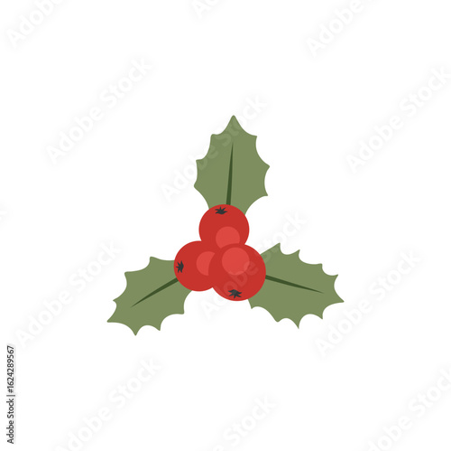 Christmas holly berry vector icon