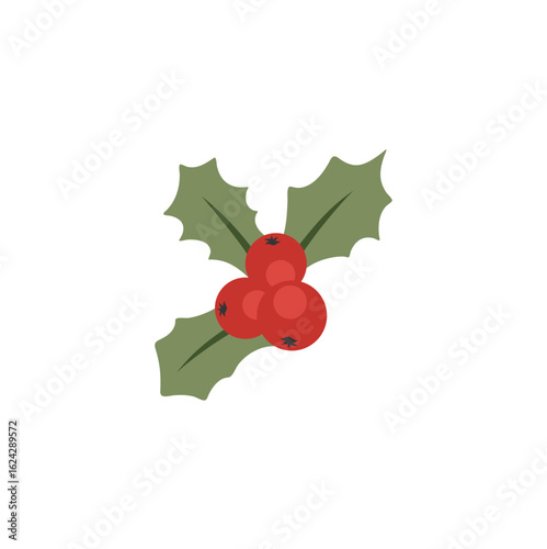 Christmas holly berry vector icon