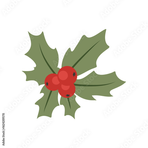 Christmas holly berry vector icon