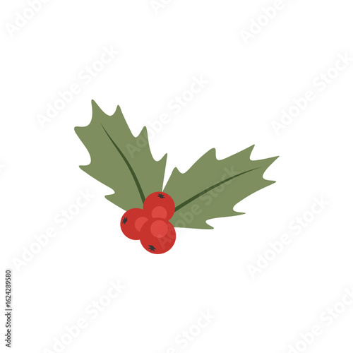 Christmas holly berry vector icon