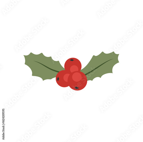 Christmas holly berry vector icon