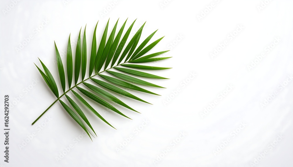 Fototapeta premium Single Palm Frond on White Background Minimalist Botanical Image