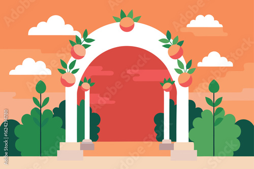 wedding venue landscaping with arches and flowers  (1).eps