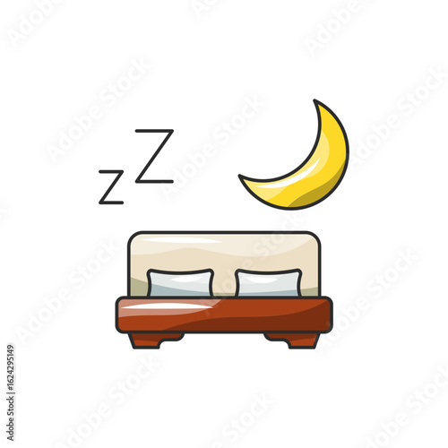 Sleep Hygiene Icon, Healthy Rest Routine Moon Vector.