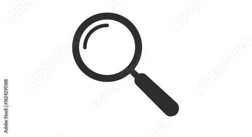 Magnifying Glass Icon on White Background for Graphic Design, Research, Search