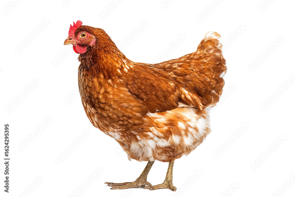 Fototapeta premium A detailed image of a brown hen, showcasing its feathers and vibrant colors.