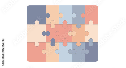 Assembled Puzzle on White; Solved Integration. Can use in presentations