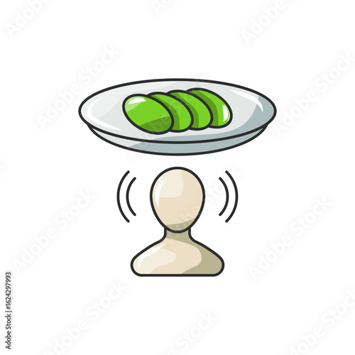 Mindful Bite Icon, Conscious Eating Awareness Vector.