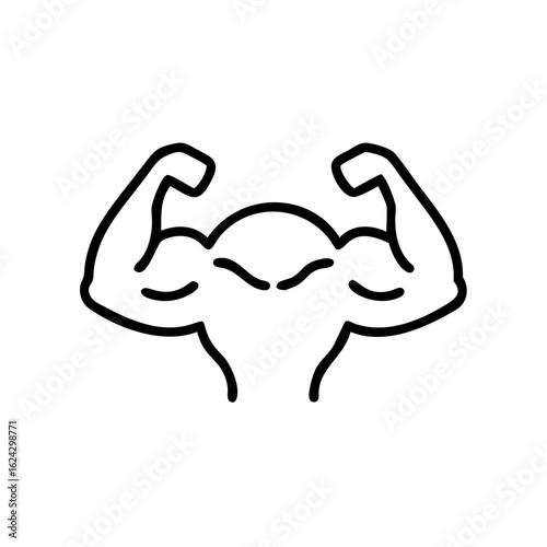 Flexed arm muscles symbolizing strength and fitness concept of Health and Well-being  