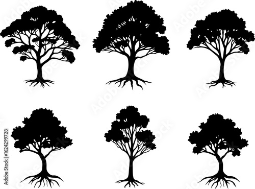  Dog Silhouettes in Various Poses vector bundle