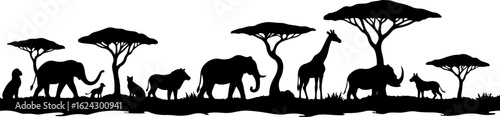 African Safari Silhouettes vector bundle