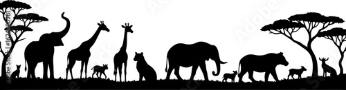 African Safari Silhouettes vector bundle