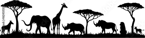 African Safari Silhouettes vector bundle