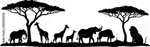 African Safari Silhouettes vector bundle