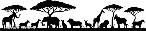 African Wildlife Silhouette in Savannah Landscape