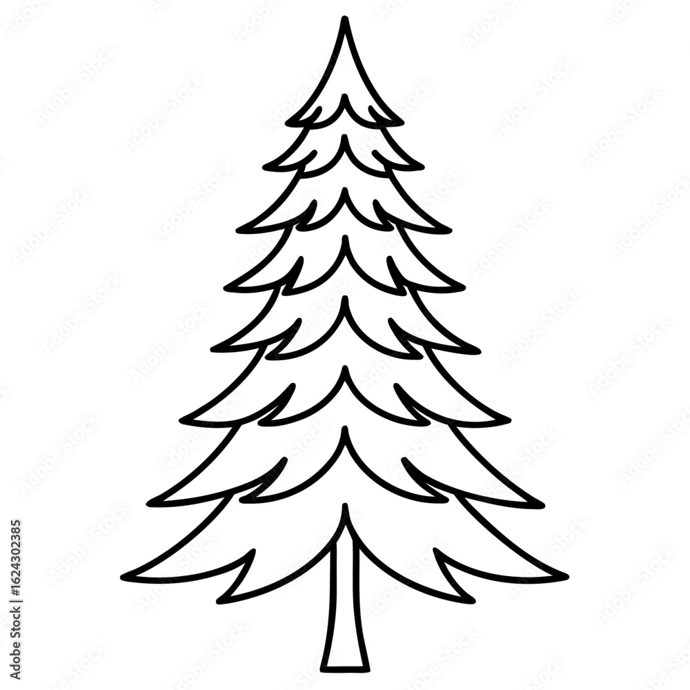 Obraz premium Minimal Pine Tree Line Illustration