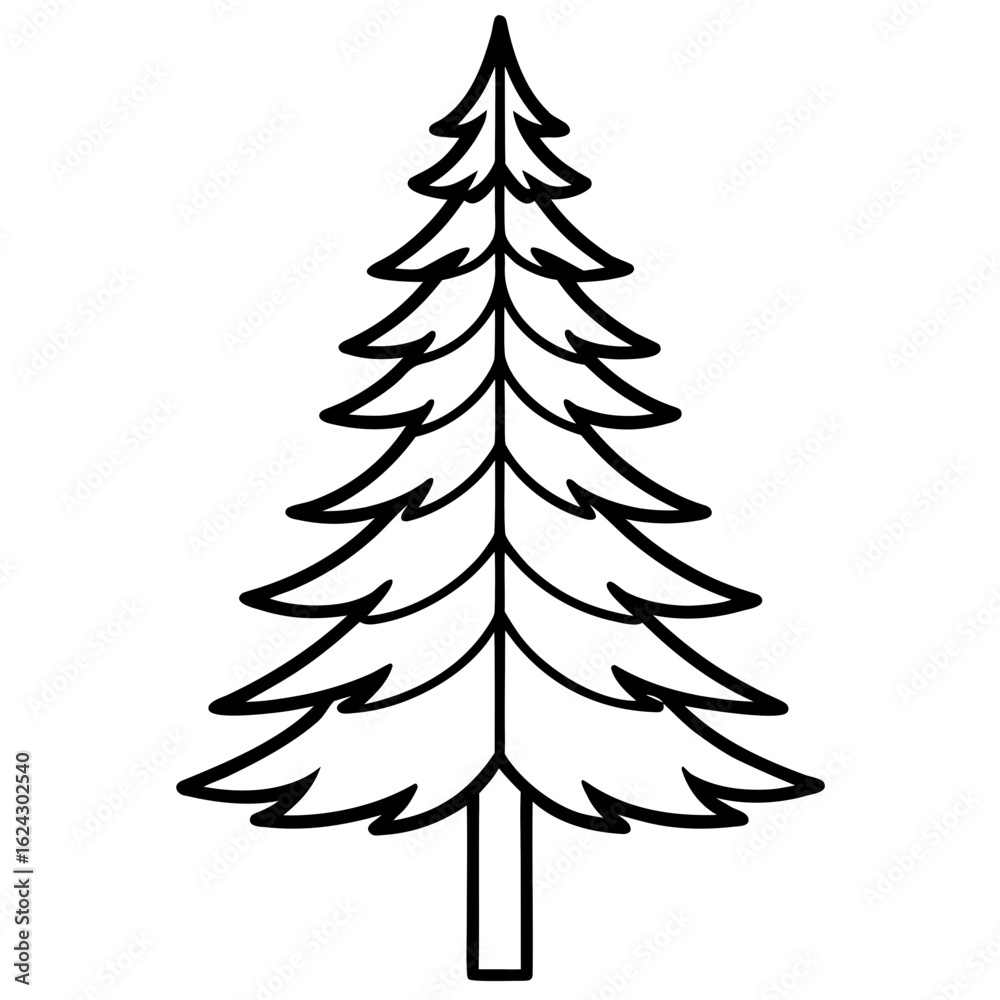 Obraz premium Minimal Pine Tree Line Illustration