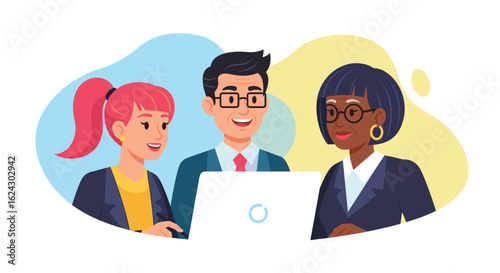 Diverse Business Team Collaboration: Illustration for Website or Brochure