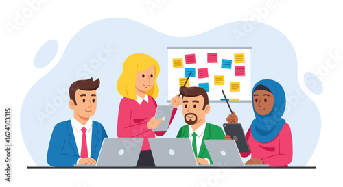 Diverse Business Team Brainstorming: Perfect for website banners, presentations, or marketing materials.