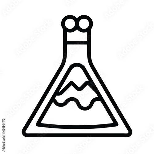 Volcano Experiment Outline Vector Illustration