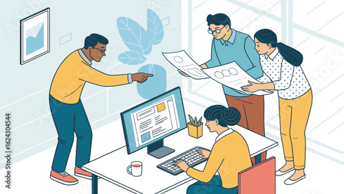 Diverse team collaborating on a project, perfect for website banners or presentations.