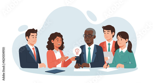 Diverse business team brainstorming, perfect for website banners or presentations.