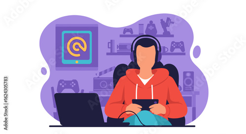 Person playing video games at home, perfect for blogs about gaming, technology, or hobbies.
