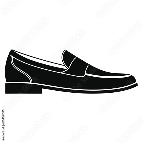 Illustration of a classic black leather loafer shoe isolated on white background