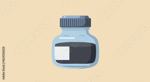 Ink bottle on a plain background, illustration use for creativity, text, office