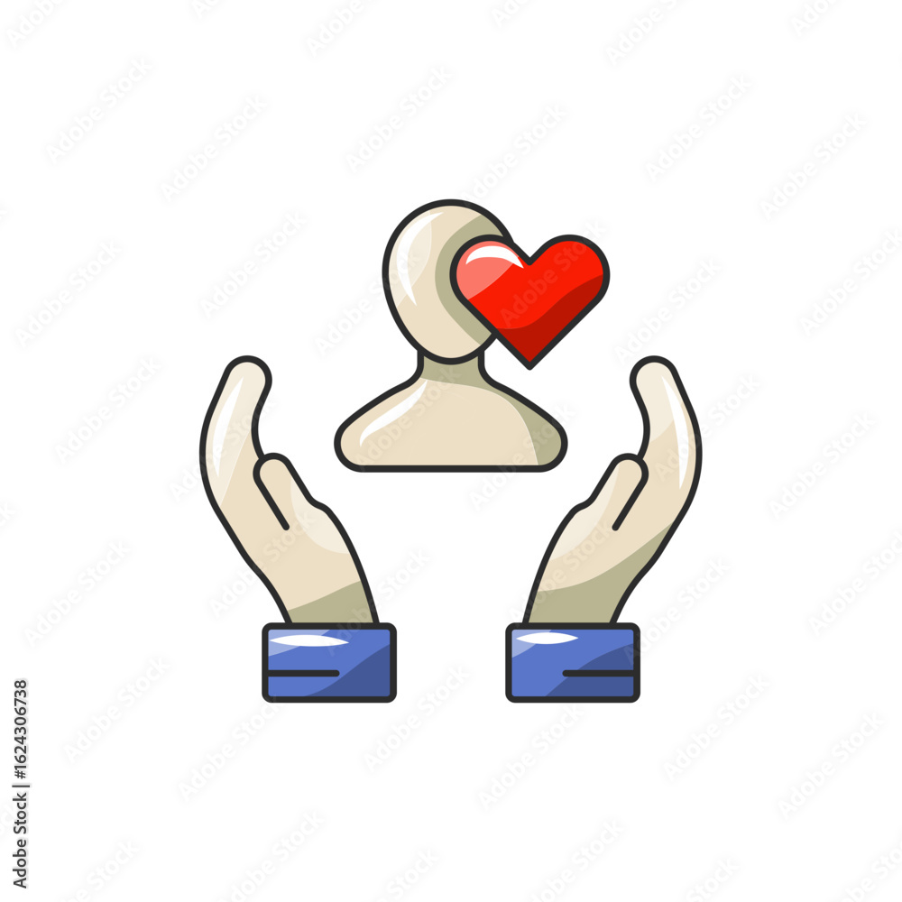 Obraz premium Body Respect Icon, Self Acceptance Care Vector.