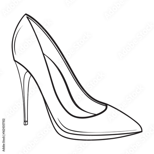 Vector art of elegant high heel shoe drawing isolated on white background